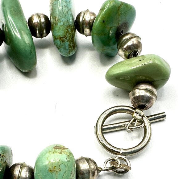 Native American Chunky Turquoise & Sterling Silver Bracelet — EUC - Picture 11 of 13